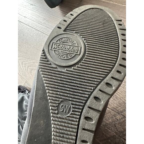 Walkables Comfort Shoes Black Front Zip Lined Winter Heel Boots Size 9 - Picture 6 of 12